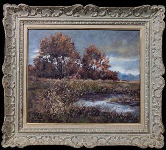 River and woodland edge - Albert Thomas Mockridge
