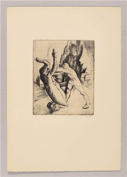 A young lady portrait, two men walking, a man attacking another man, 3 views (incl. 1 on Bruges), and sailors on the dock