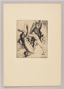 A young lady portrait, two men walking, a man attacking another man, 3 views (incl. 1 on Bruges), and sailors on the dock - Henri Ramah