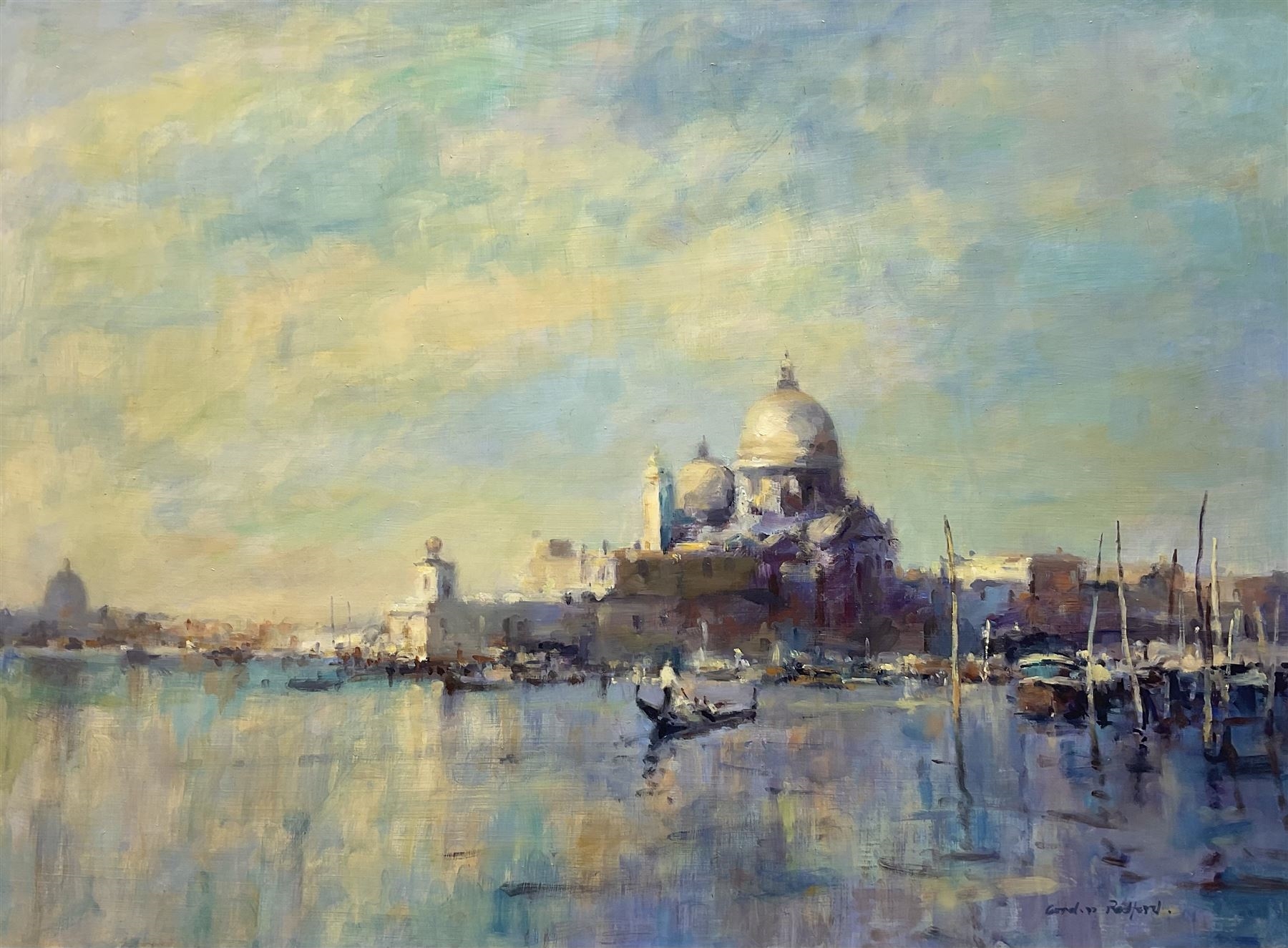 Artwork by Gordon Radford, View Across Venice, Made of oil on board