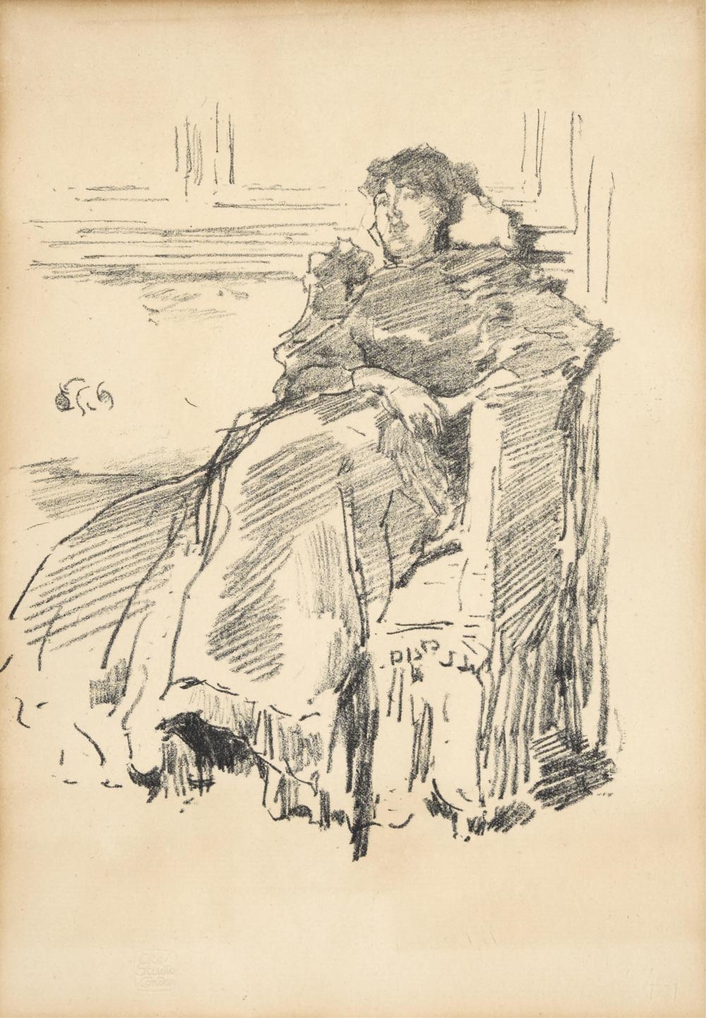 Artwork by James Abbott McNeill Whistler, La Robe Rouge, 1884, Made of lithograph