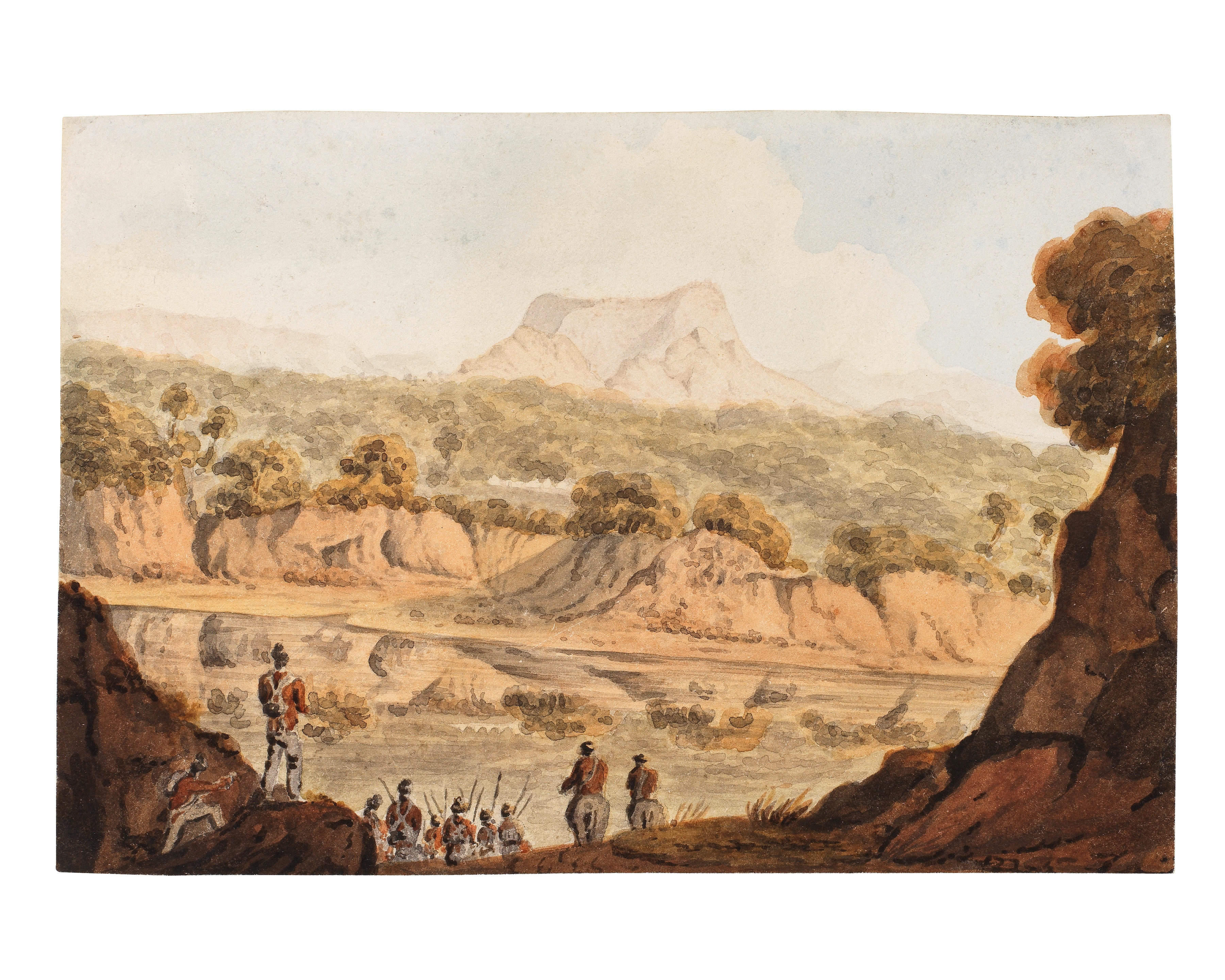 James Arthur Chauvel | A landscape with British troops near the river ...