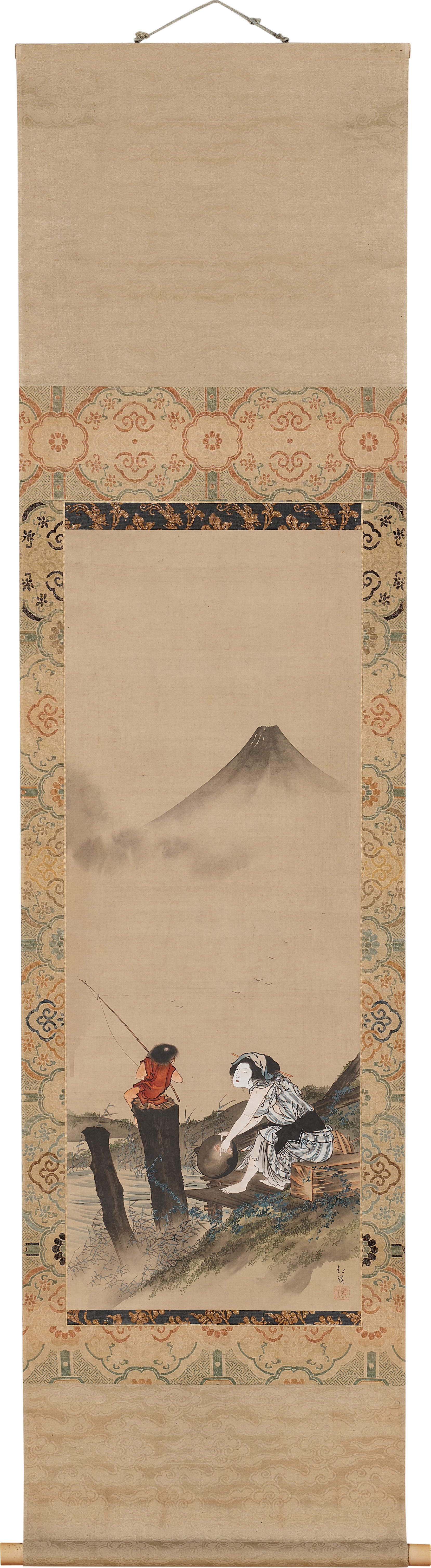 Totoya Hokkei | Yamauba and Kintaro before Mount Fuji | MutualArt