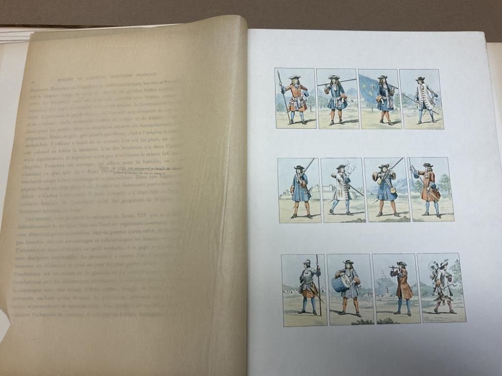 Artwork by Henri Bouchot, L'ÉPOPÉE DU COSTUME MILITAIRE FRANCAIS, Made of Book with numerous colored plates and engravings