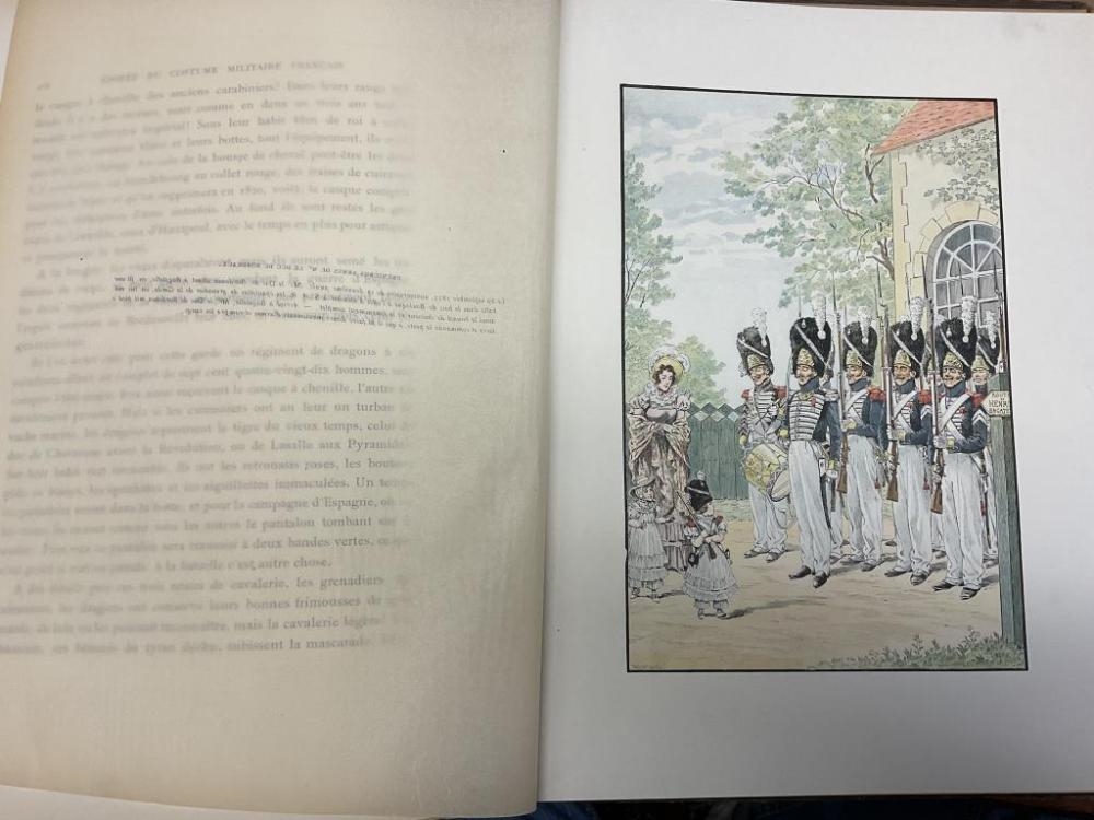 Artwork by Henri Bouchot, L'ÉPOPÉE DU COSTUME MILITAIRE FRANCAIS, Made of Book with numerous colored plates and engravings