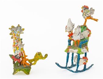 William H. Stevens Papier Mache Hen Sculptures, 2 - William H. Stevens