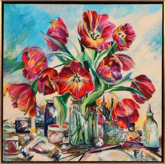 PAINTING PARAPHERNALIA - TULIPS IN A VASE - Joseph Kinnebrew