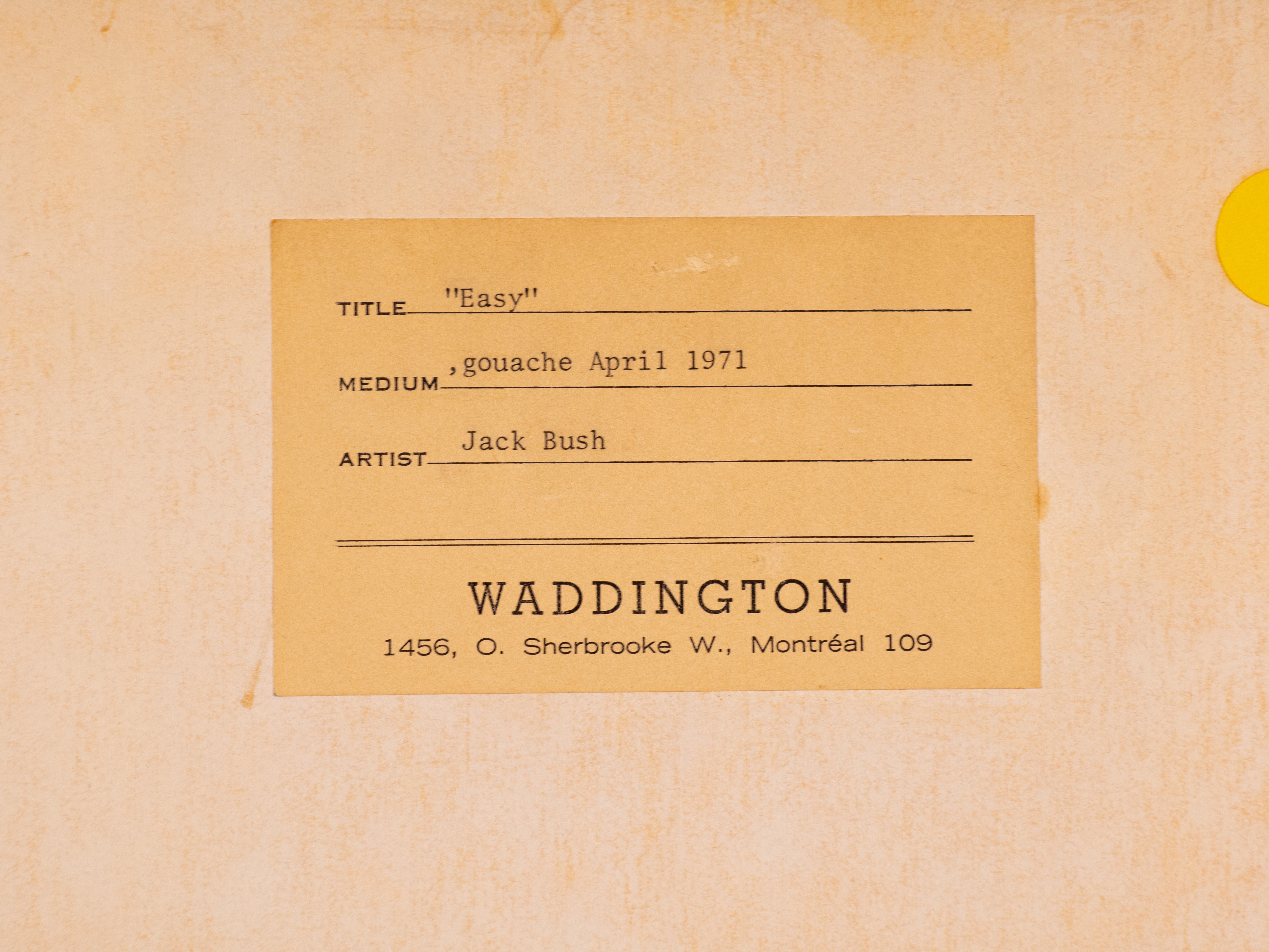 Artwork by Jack Bush, EASY, Made of gouache on paper