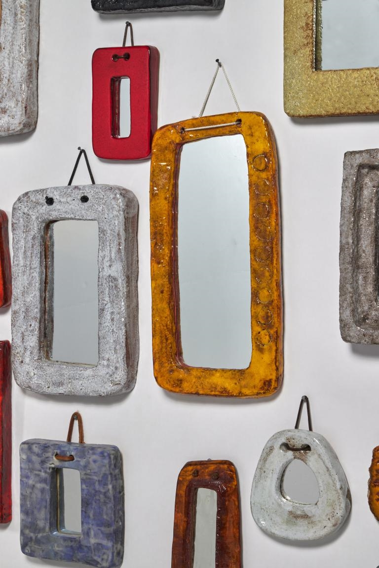 Artwork by Juliette Derel, Group of Twenty-Two Mirrors, Made of glazed ceramic, mirror glass