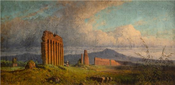 Pejzaż z ruinami rzymskiego akweduktu - Aleksander Piotr Swieszewski