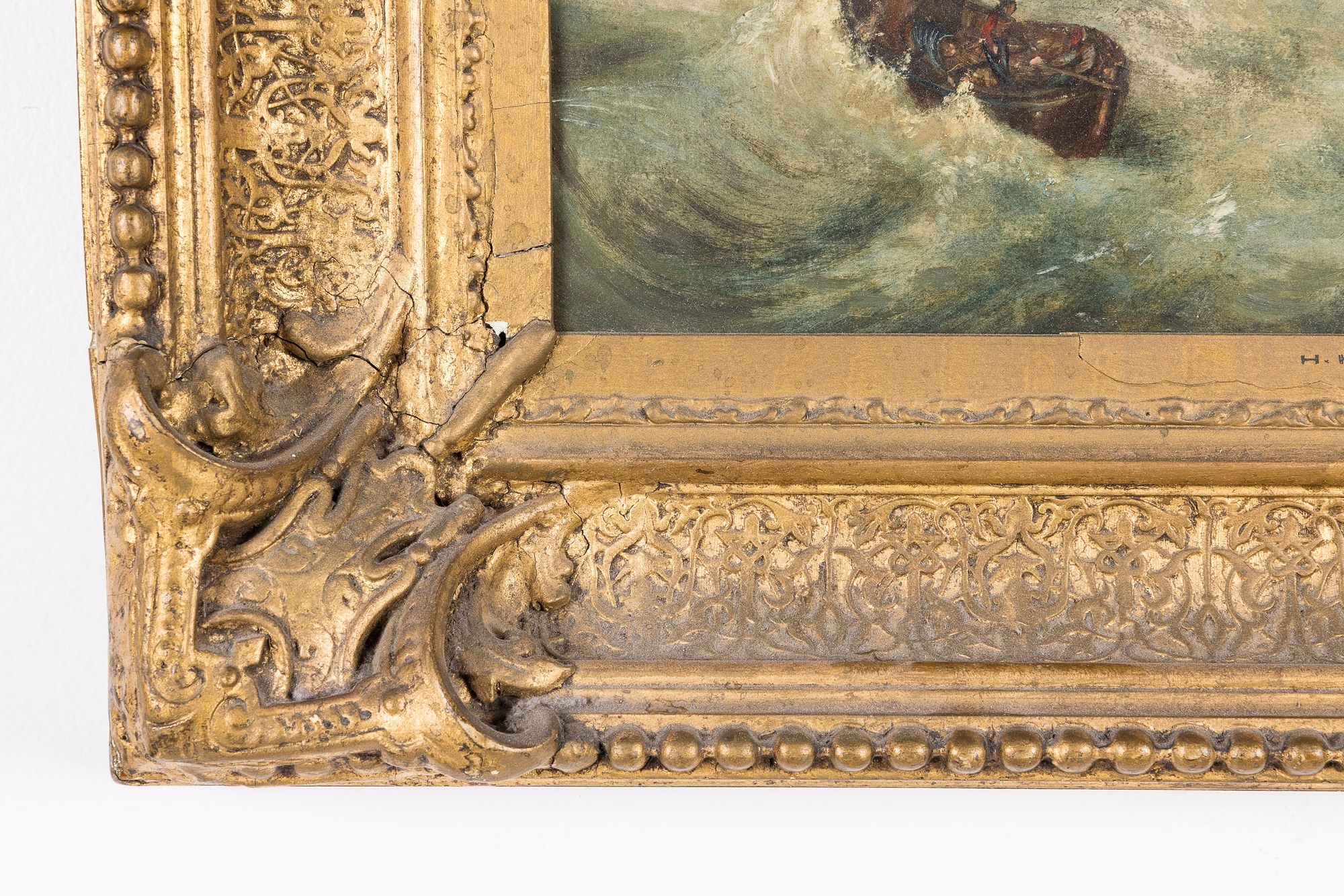 Artwork by H. Knight, Sailing Ships, Made of Oil on Canvas,   in red