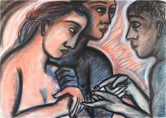 Drawing after Poussin, The Woman Taken in Adultery