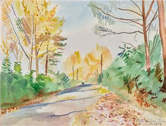 Walkway in autumn - Geza Bornemisza