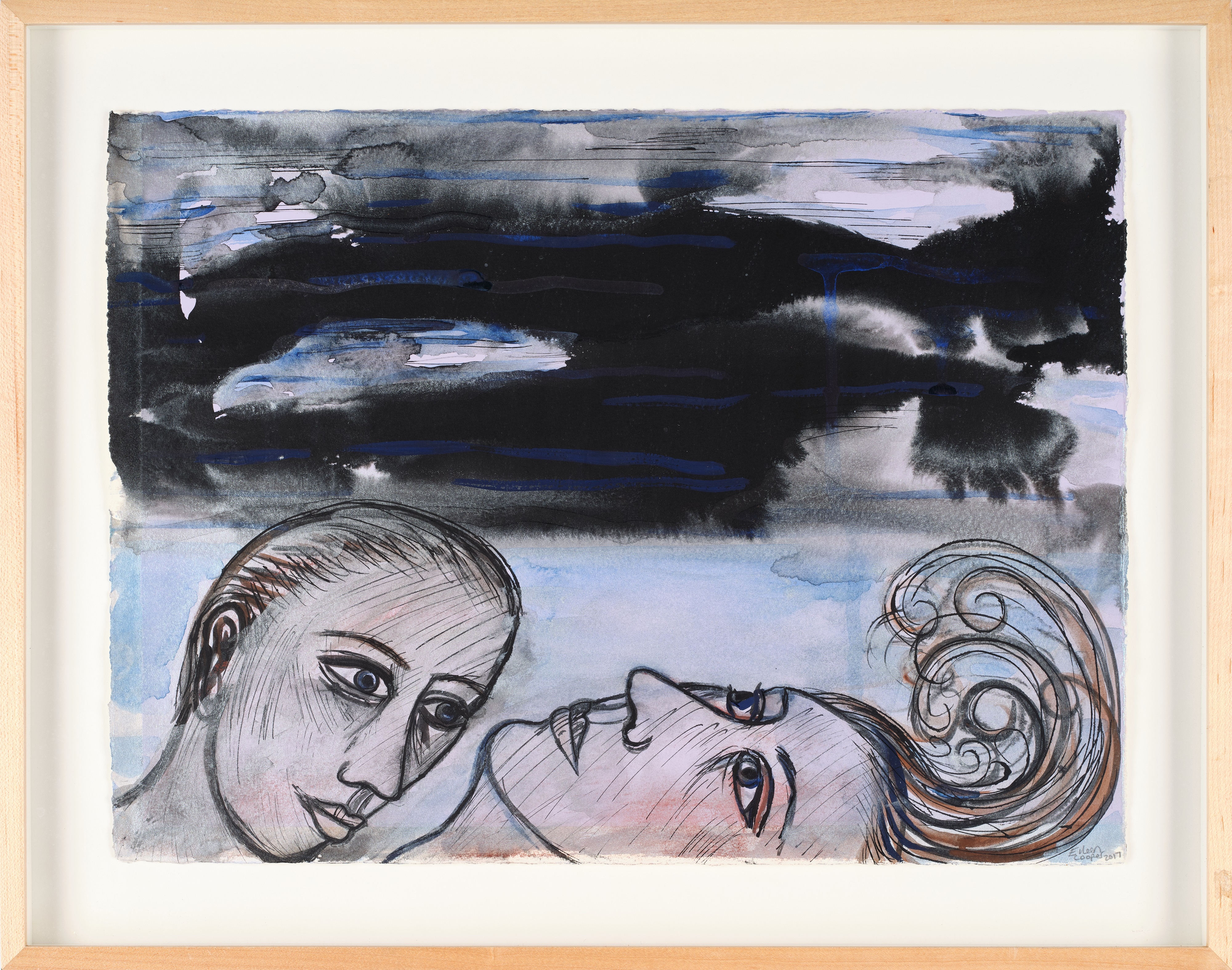 Artwork by Eileen Cooper, Two figures, nocturne, Made of mixed media