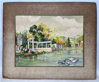 Lago con patos - Francisco Bonnin Guerin