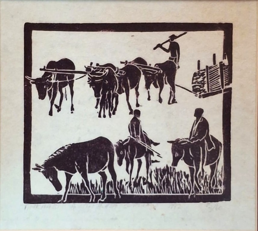 Artwork by Austin Hleza, Tinkhabi, Made of Linocut