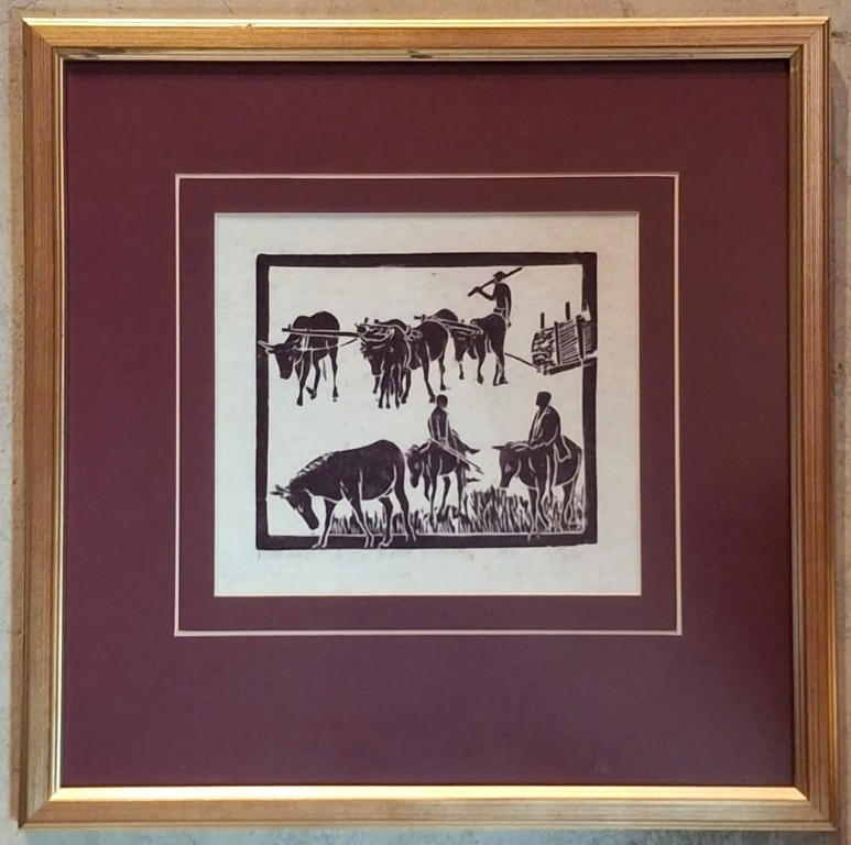 Artwork by Austin Hleza, Tinkhabi, Made of Linocut