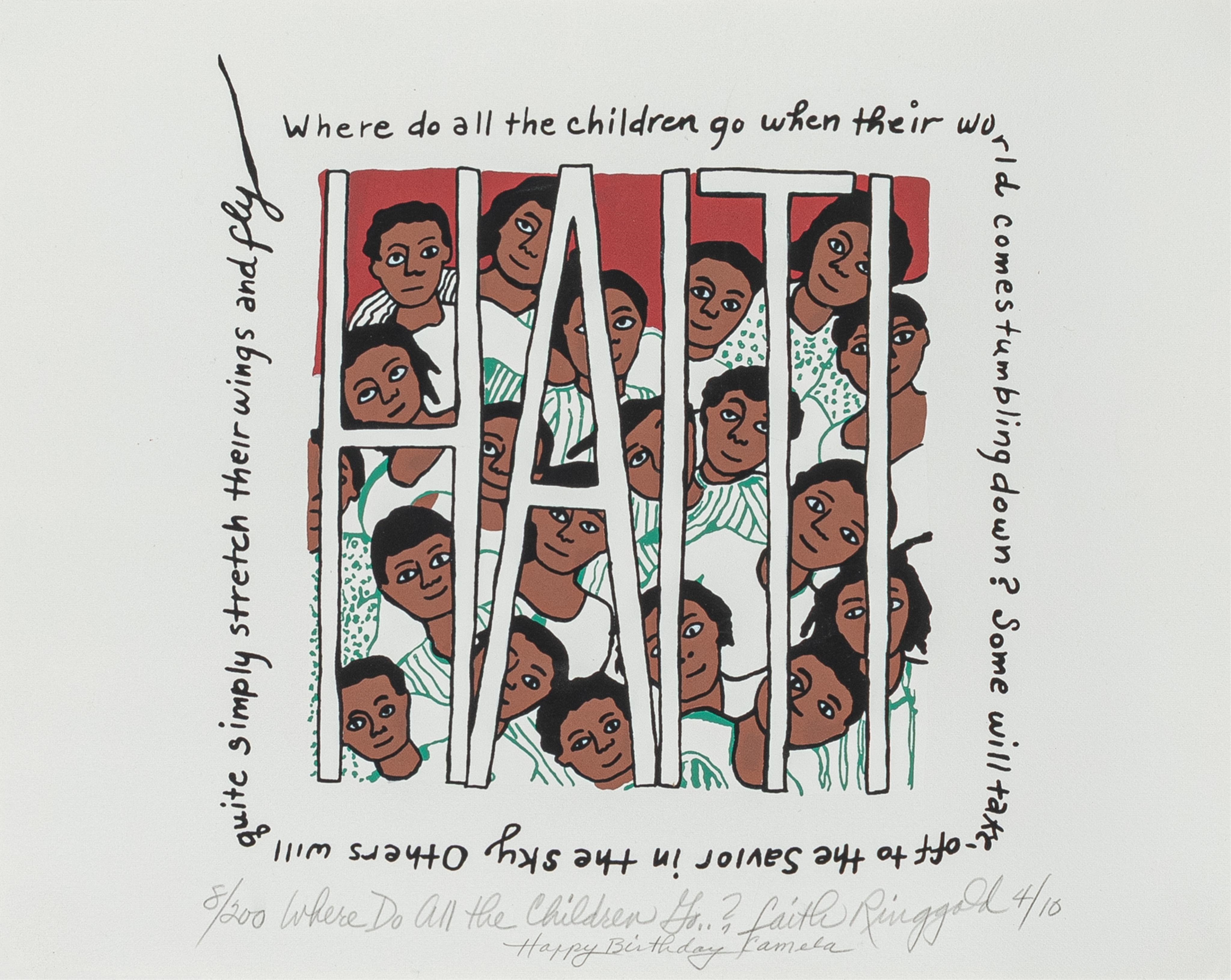 Artwork by Faith Ringgold, Where Do All the Children Go?, Made of screen print