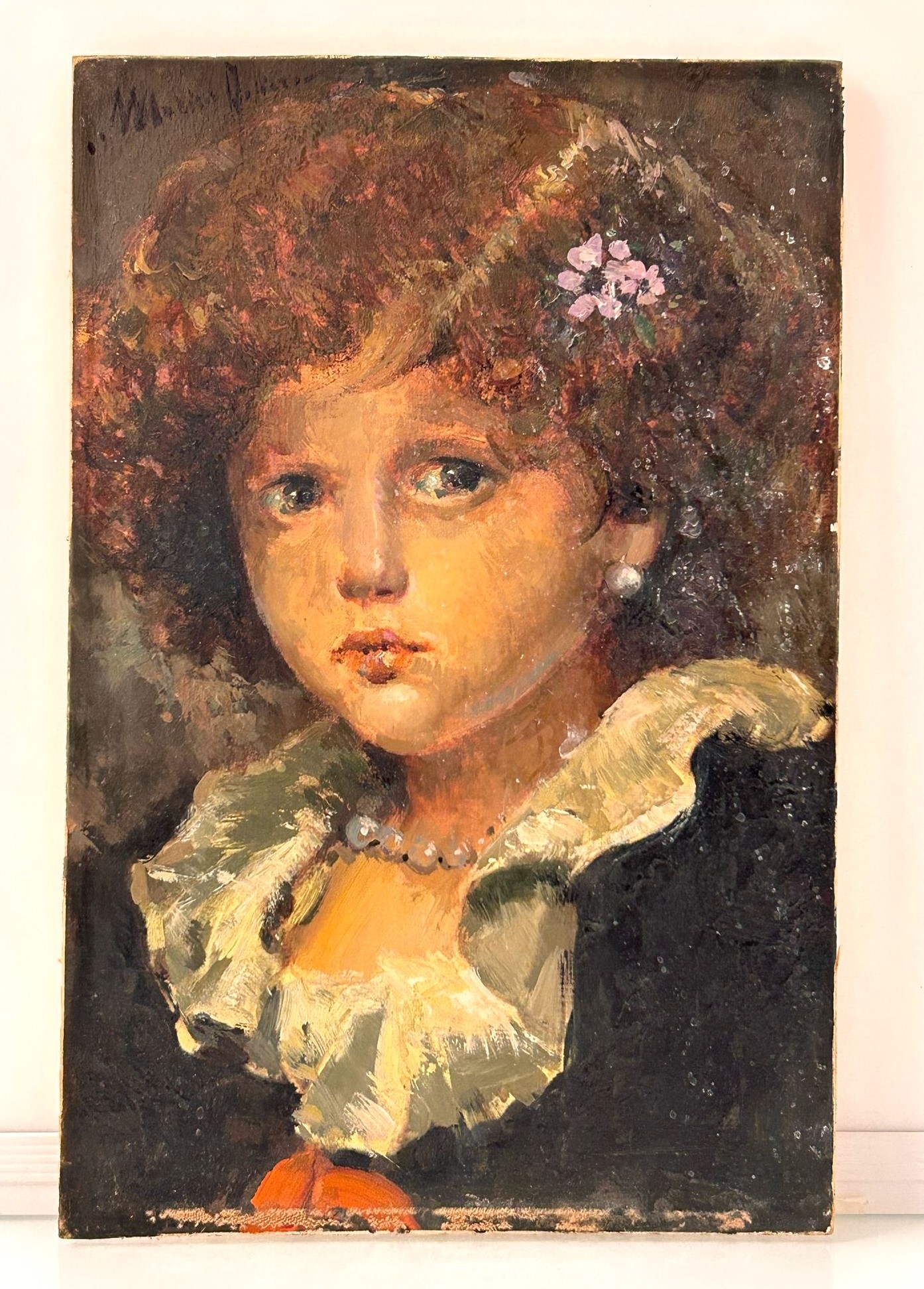 Artwork by Marino Faliero, Volto di fanciulla, Made of olio su tavola