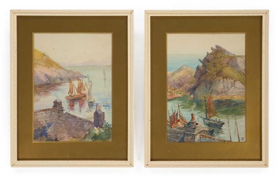 A PAIR OF VIEWS OF POLPERRO by Claude D. Bendall