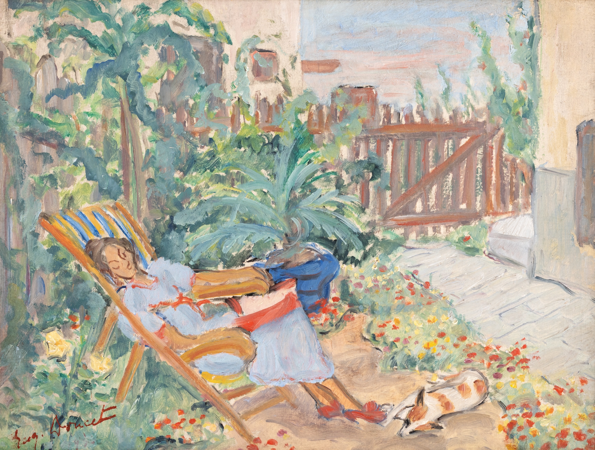 Artwork by Eugenia Doucet-Isbasescu, Afternoon on the Chaise Longue, Made of oil on cardboard