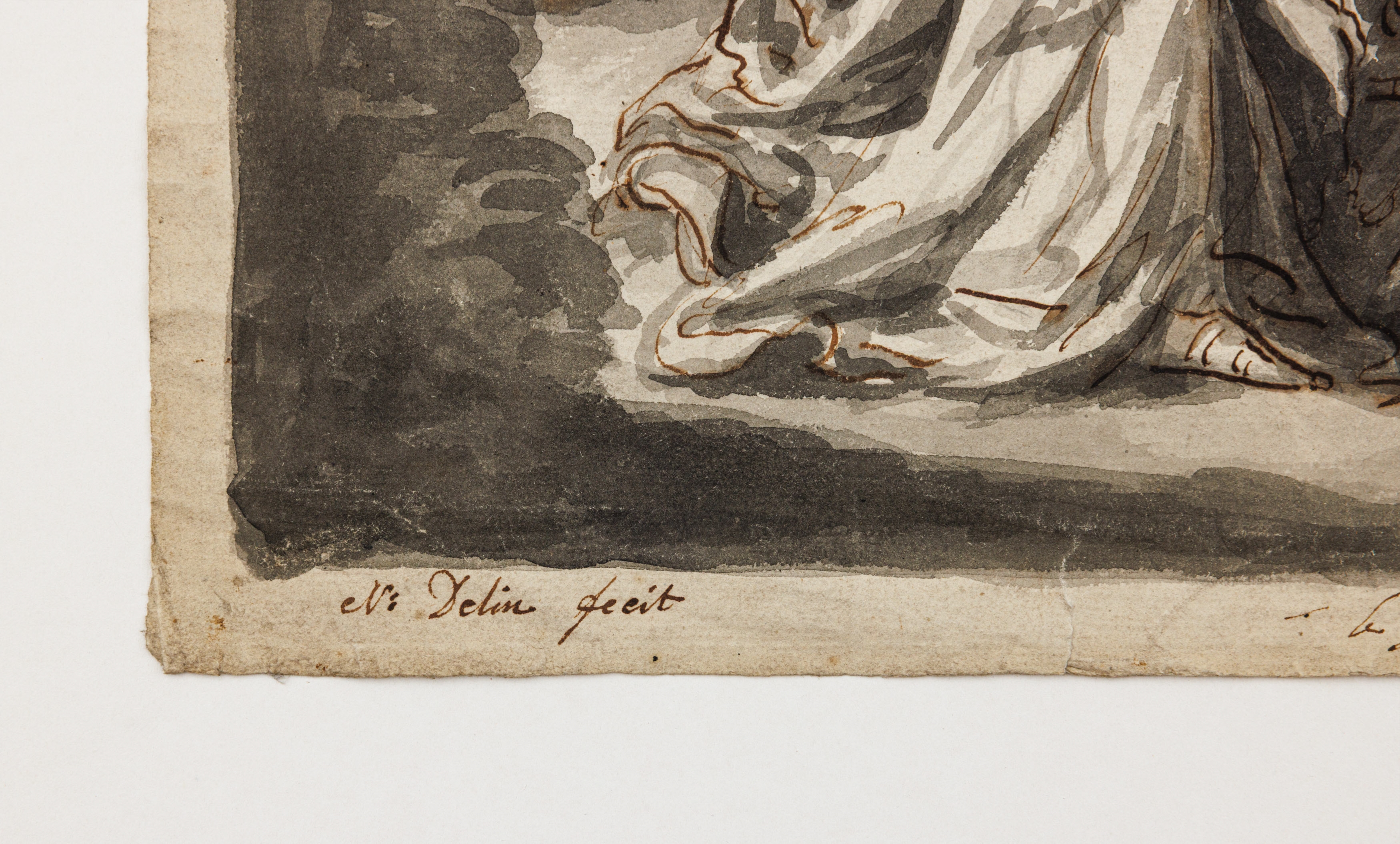 Artwork by Nicolas Joseph Delin, Old Testament scenes: Abraham and Rebecca, Made of Pen in brown ink, brush in Indian ink