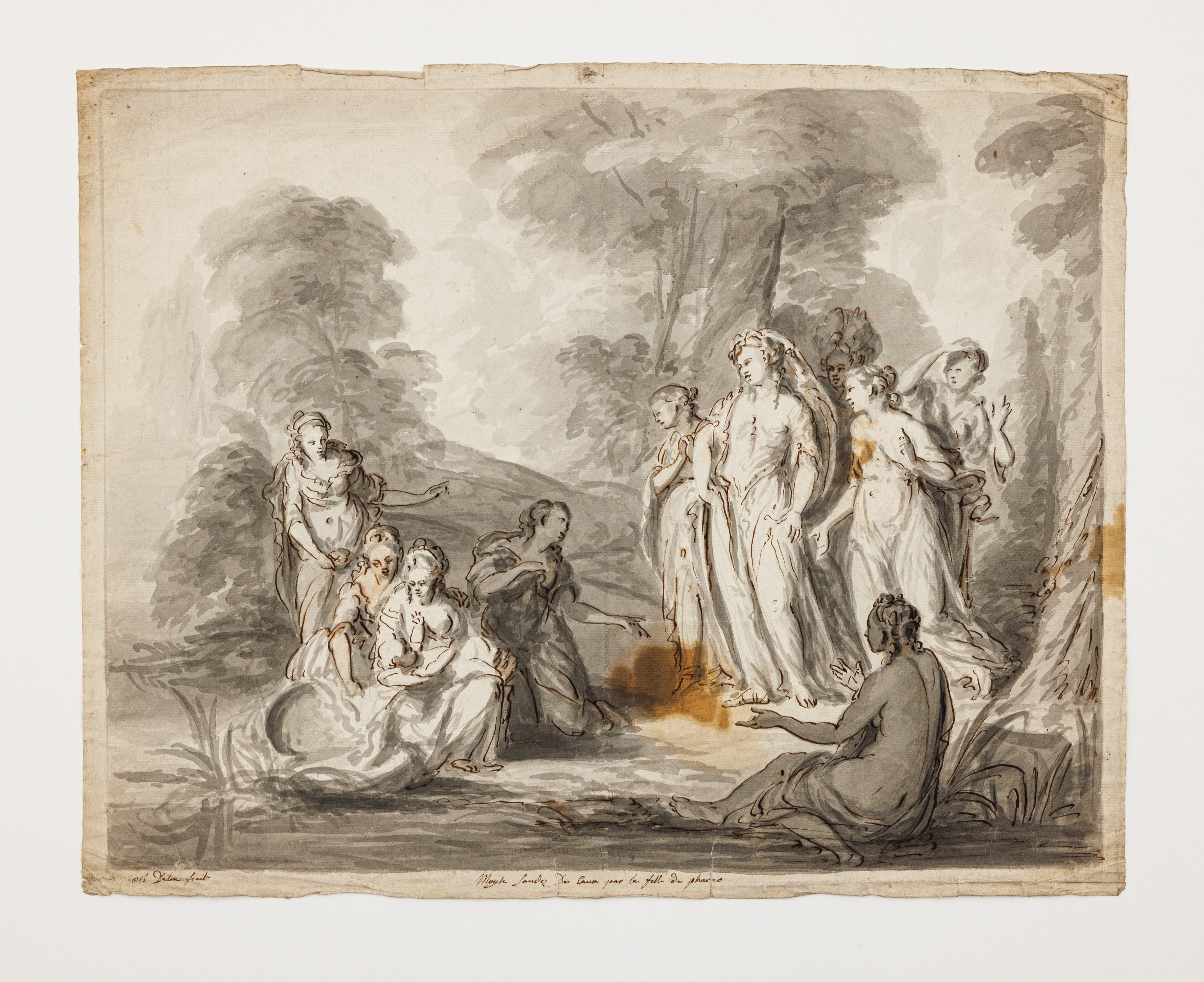 Artwork by Nicolas Joseph Delin, Old Testament scenes: Abraham and Rebecca, Made of Pen in brown ink, brush in Indian ink