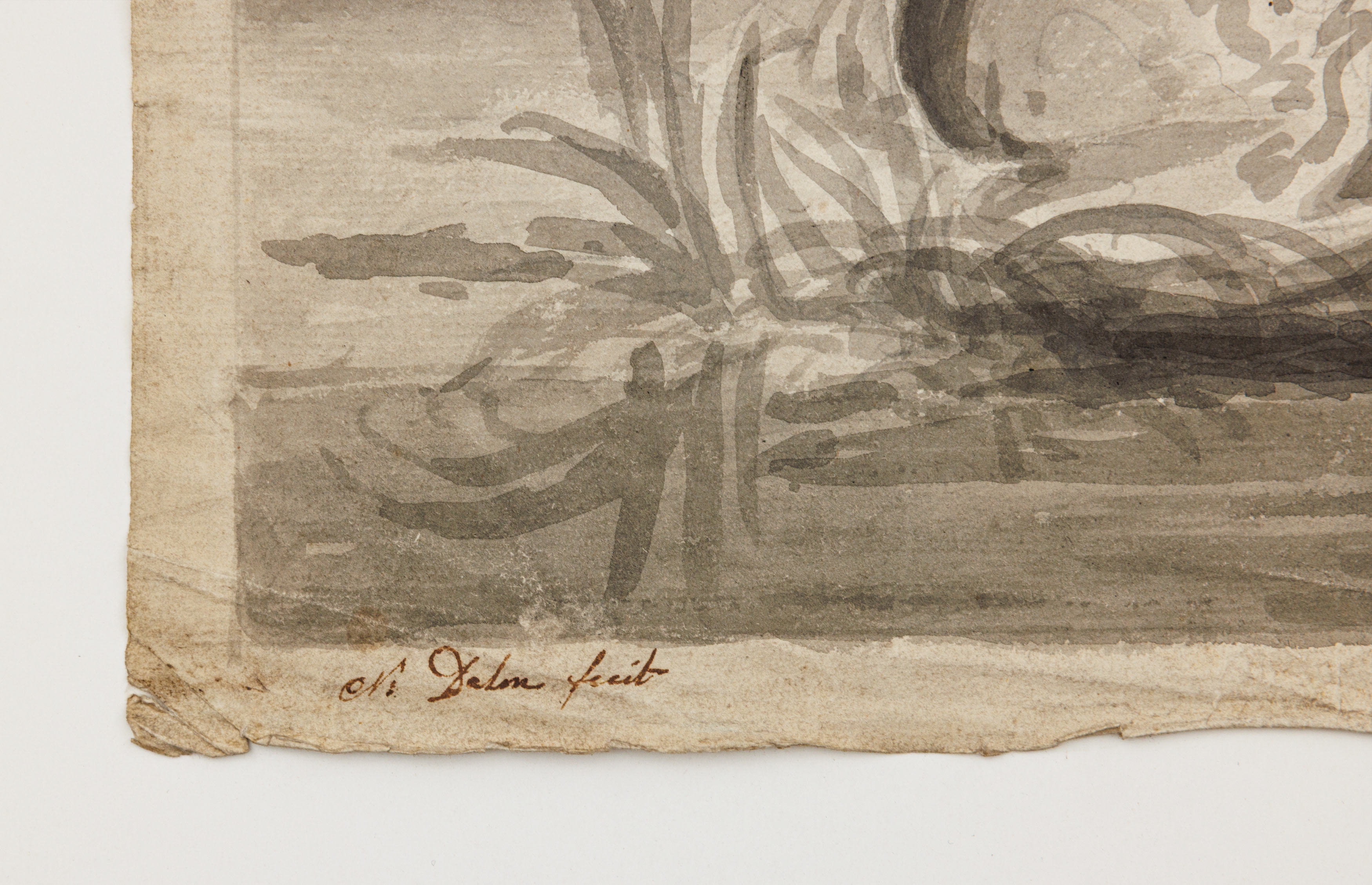 Artwork by Nicolas Joseph Delin, Old Testament scenes: Abraham and Rebecca, Made of Pen in brown ink, brush in Indian ink