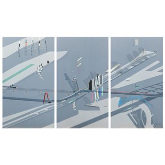 &#39;The Port of Rotterdam with Slab Tower and Tower Bridge&#39;, 1982 - Rem Koolhaas