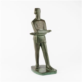 A bronze sculpture of a standing man - Aimé de Martelaere