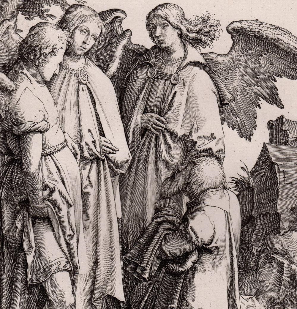 Lucas Van Leyden | Abraham Kneeling before the Angels (1881) | MutualArt