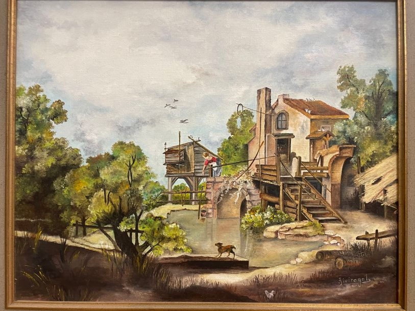 Artwork by Josette Civiragol (Anse), Paysage à la bergerie, Made of Huile sur toile