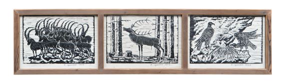 STAMBECCHI, CERVO, NIDO DSAQUILA by Friedrich Gurschler, 1977