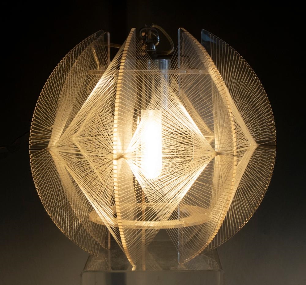 Artwork by Paul Secon, PAUL SECON DESIGN HANGING LIGHT FIXTURE, Made of Midcentury Lucite Framed Ceiling Pendant Light