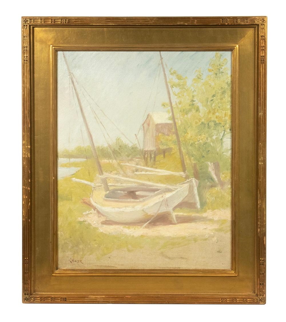 William Merritt Chase | A Beached Shinnecock Sloop | MutualArt