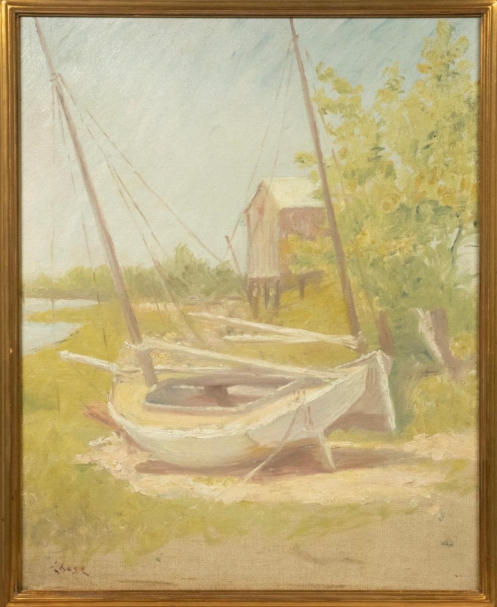 William Merritt Chase | A Beached Shinnecock Sloop | MutualArt