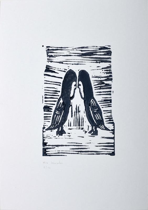 Artwork by Alice Geirinhas, "Sirena II", Made of linóleo sobre papel