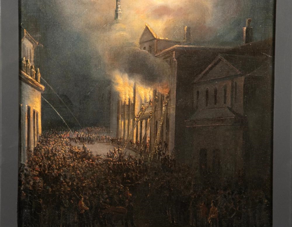 Artwork by Nicolino Vicompte Calyo, The Great Fire of New York, June 16, 1835, Made of oil on canvas