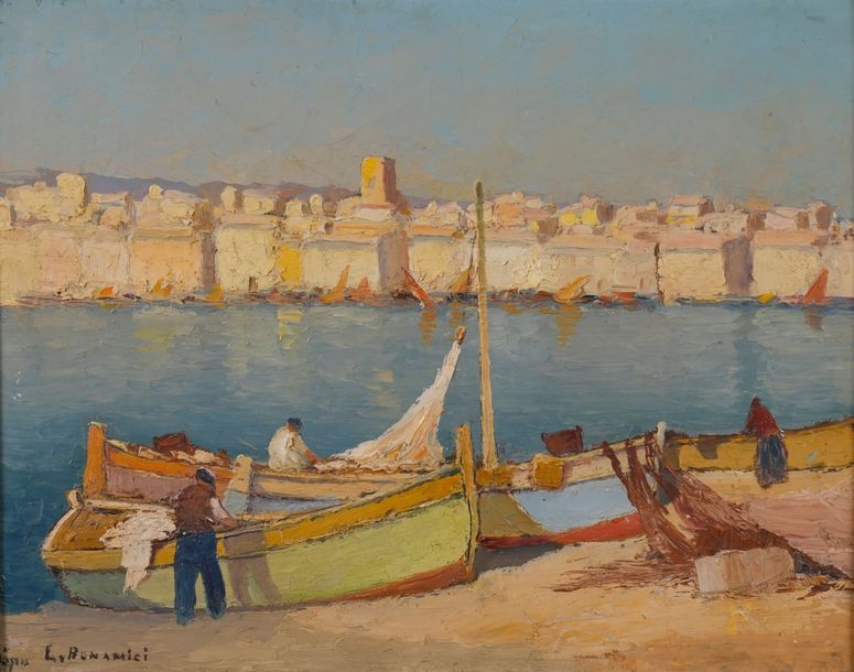 Artwork by Louis Bonamici, The port of Saint-Tropez, Made of Oil on panel