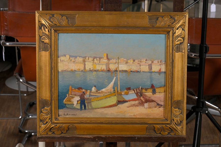 Artwork by Louis Bonamici, The port of Saint-Tropez, Made of Oil on panel