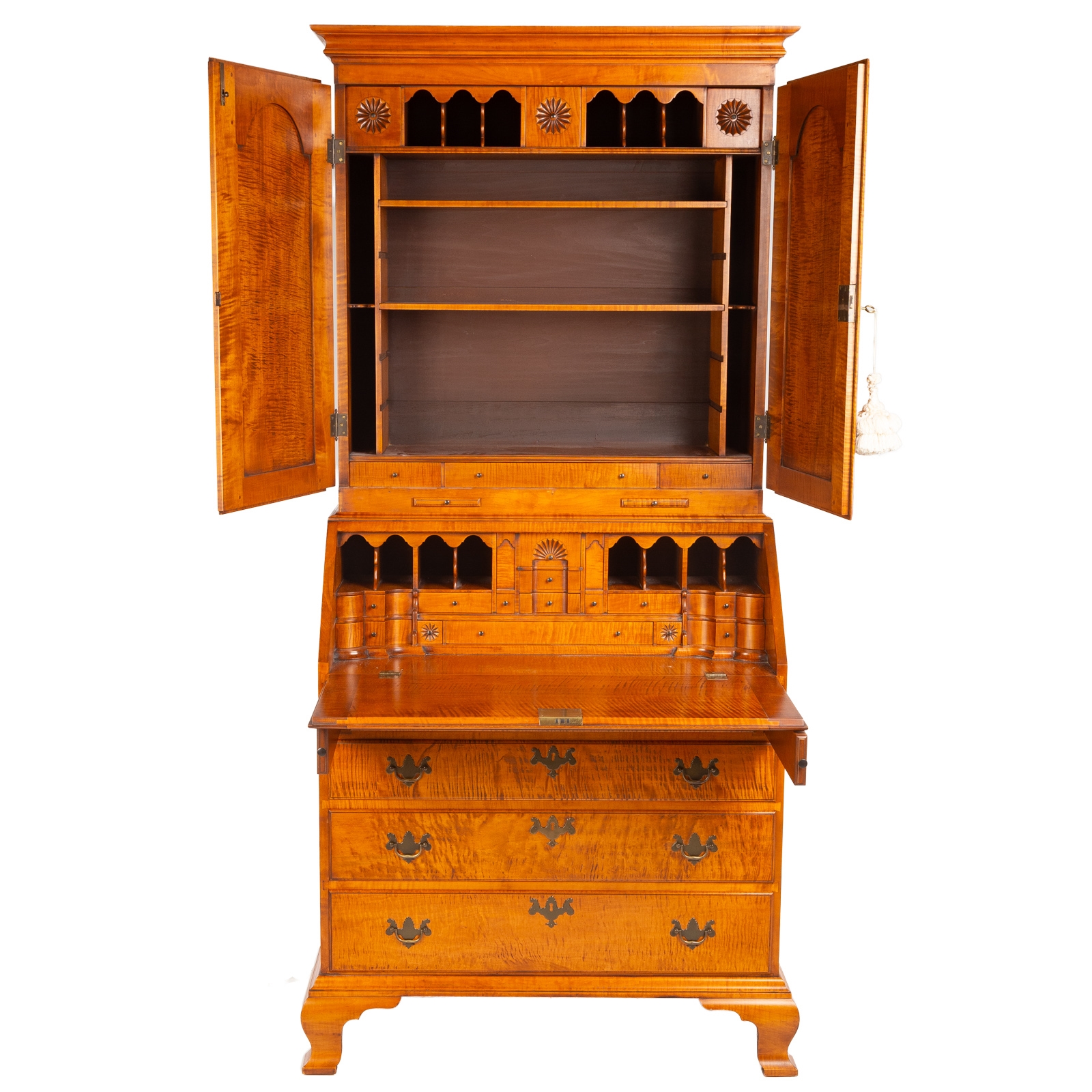 Eldred Wheeler | Eldred Wheeler Tiger Maple Secretary Bookcase | MutualArt