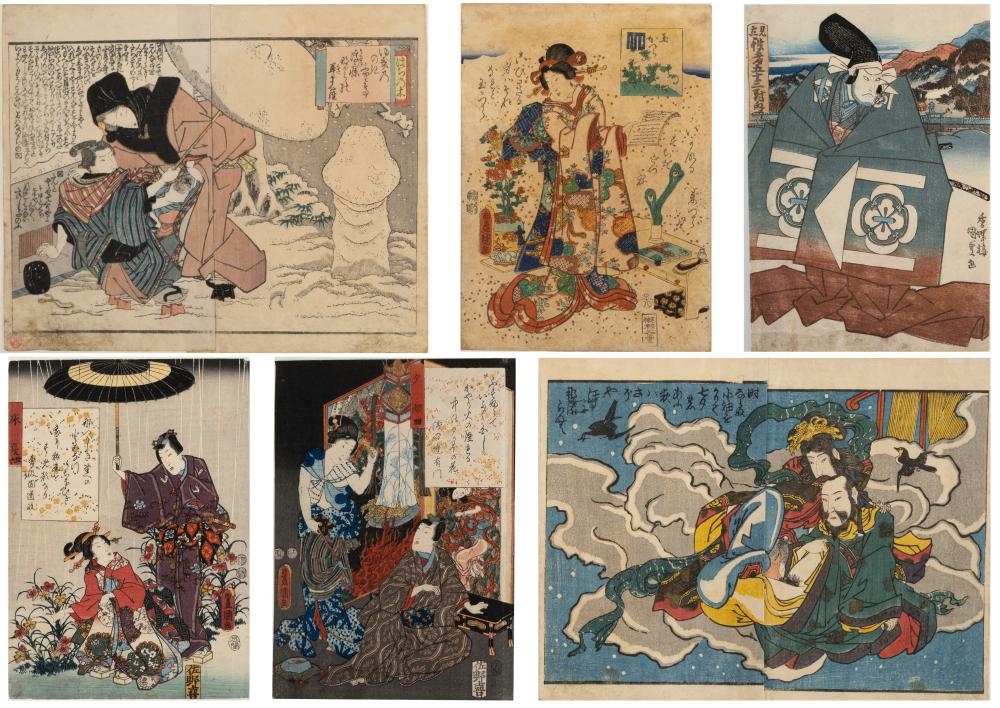 Utagawa Kunisada | 1 and 2: Shunga - spring leaf, 1840 edition (1786 ...