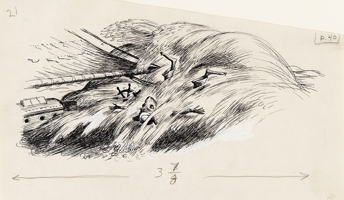 Garth Williams | Stuart Little washed overboard (Circa 1945) | MutualArt