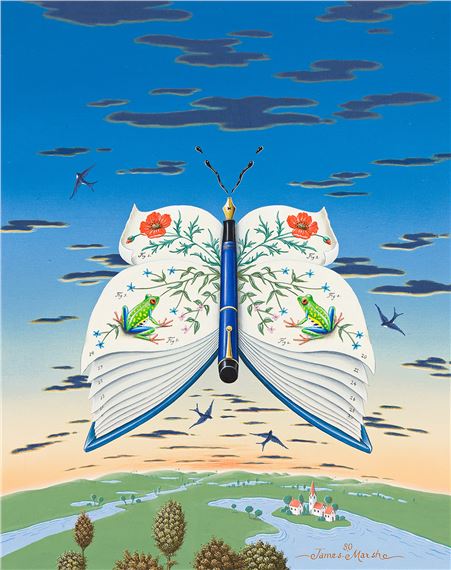 Fairy tale butterfly over landscape by James Marsh, 1980