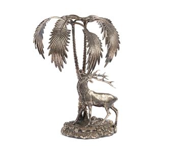 FIGURAL CENTERPIECE WITH STAG AND PALM TREE - Valenti