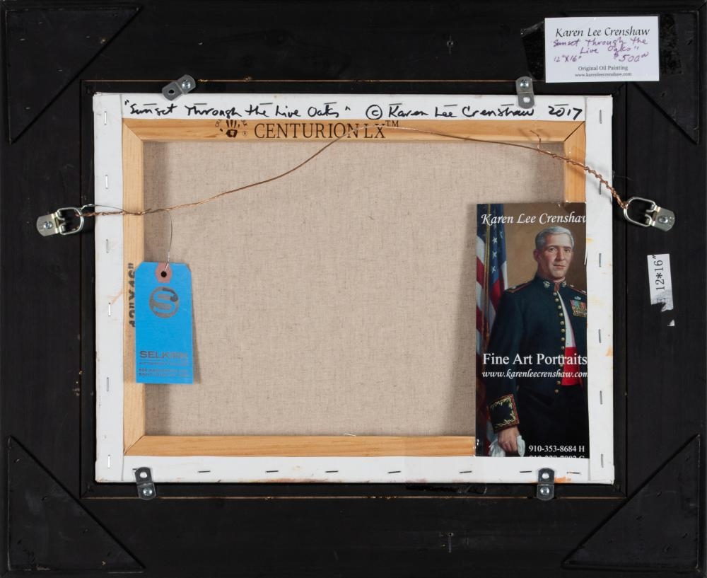 Artwork by Karen Lee Crenshaw, Sunset Through the Live Oaks, Made of Oil on canvas