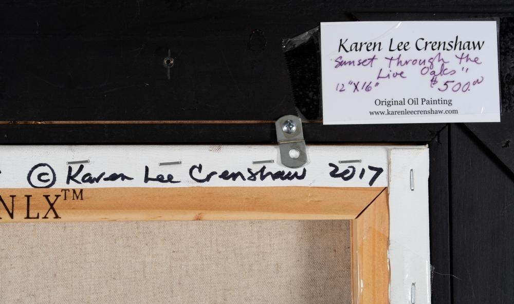 Artwork by Karen Lee Crenshaw, Sunset Through the Live Oaks, Made of Oil on canvas