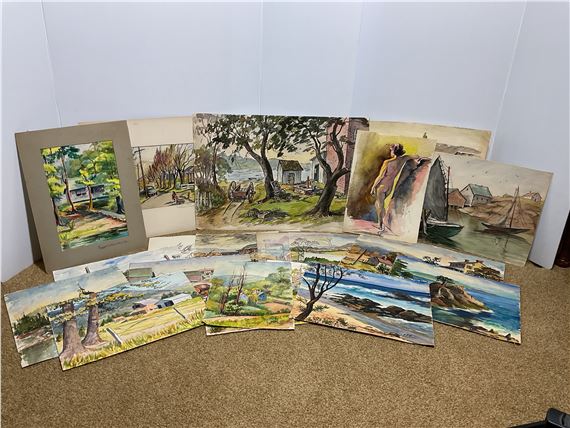 Approximately 20 watercolor artworks by Florence Prince Ewing (some signed by Florence Prince Ewing