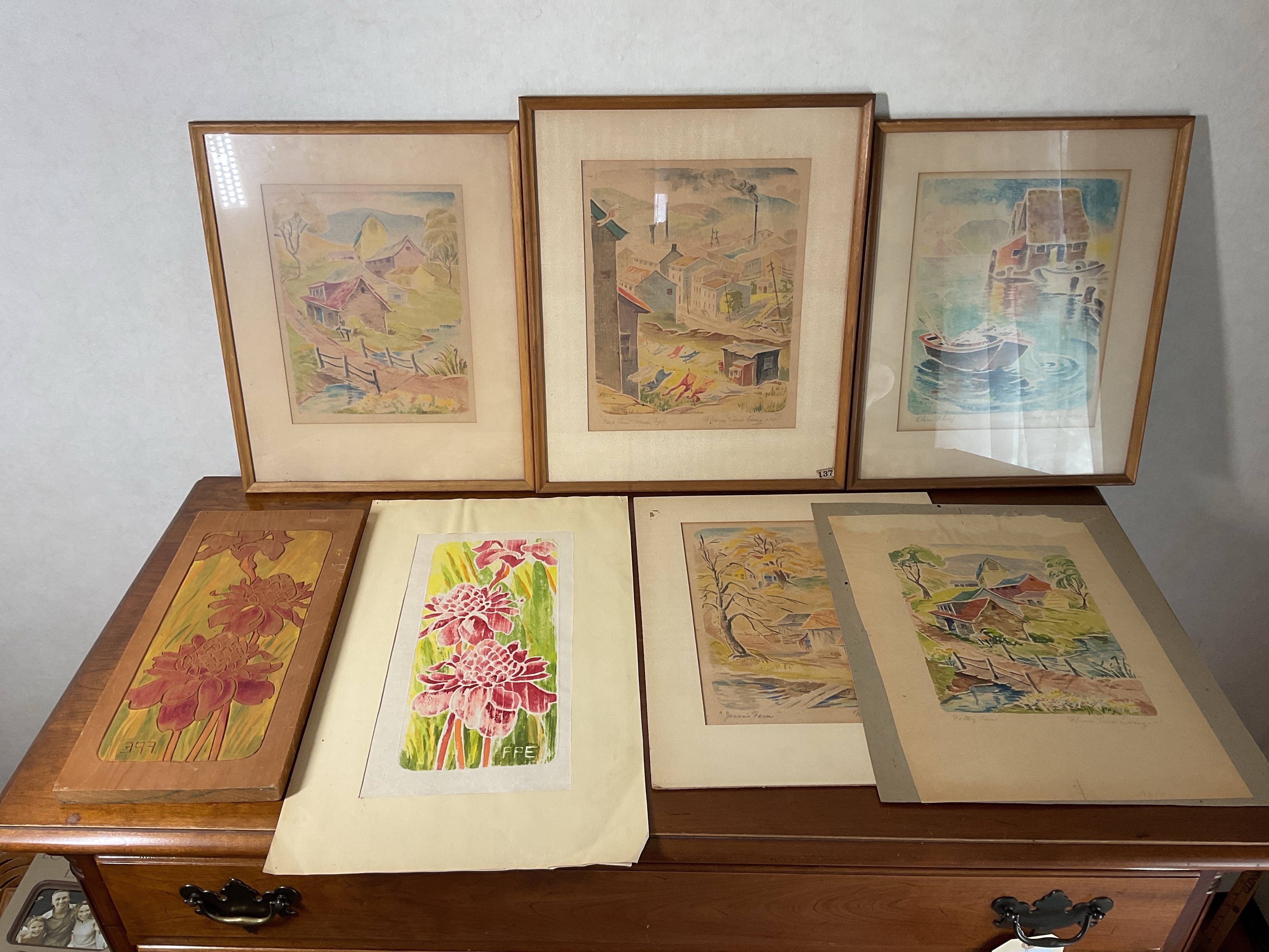 Artwork by Florence Prince Ewing, Block Prints and Paintings, Made of Color block prints