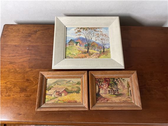 Oil on Board Landscape Paintings in Wooden Frames